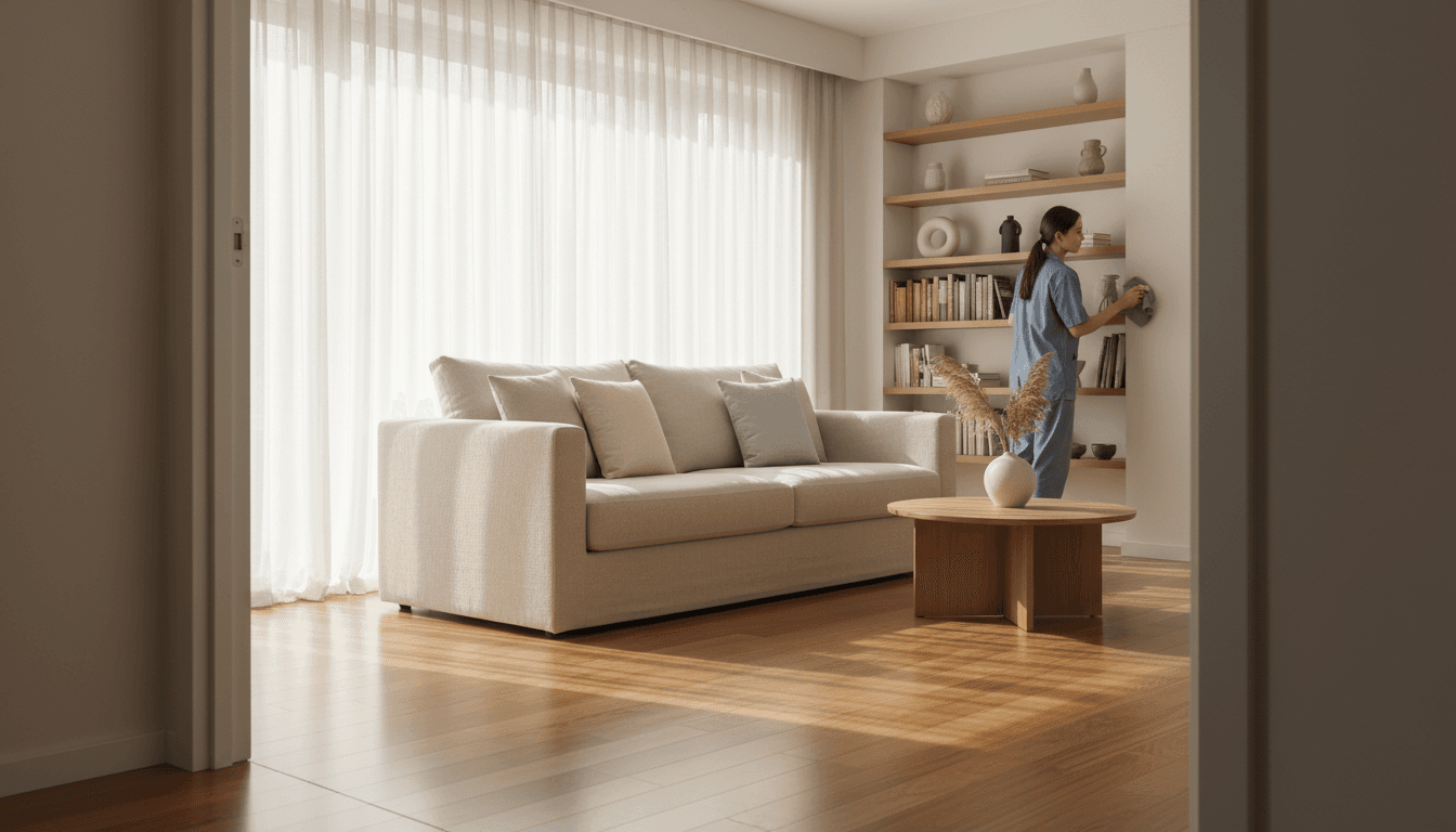 Clean living room after professional cleaning